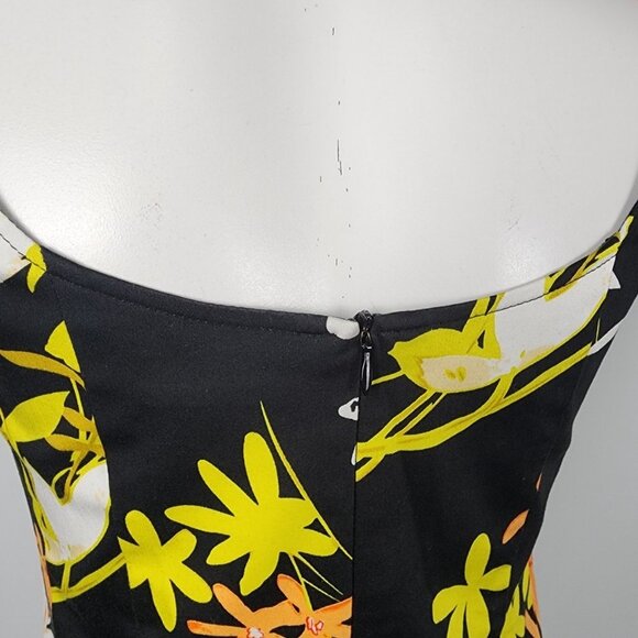 Joseph Ribkoff Black Floral Fit & Flare Dress Size 6 - Picture 5 of 9